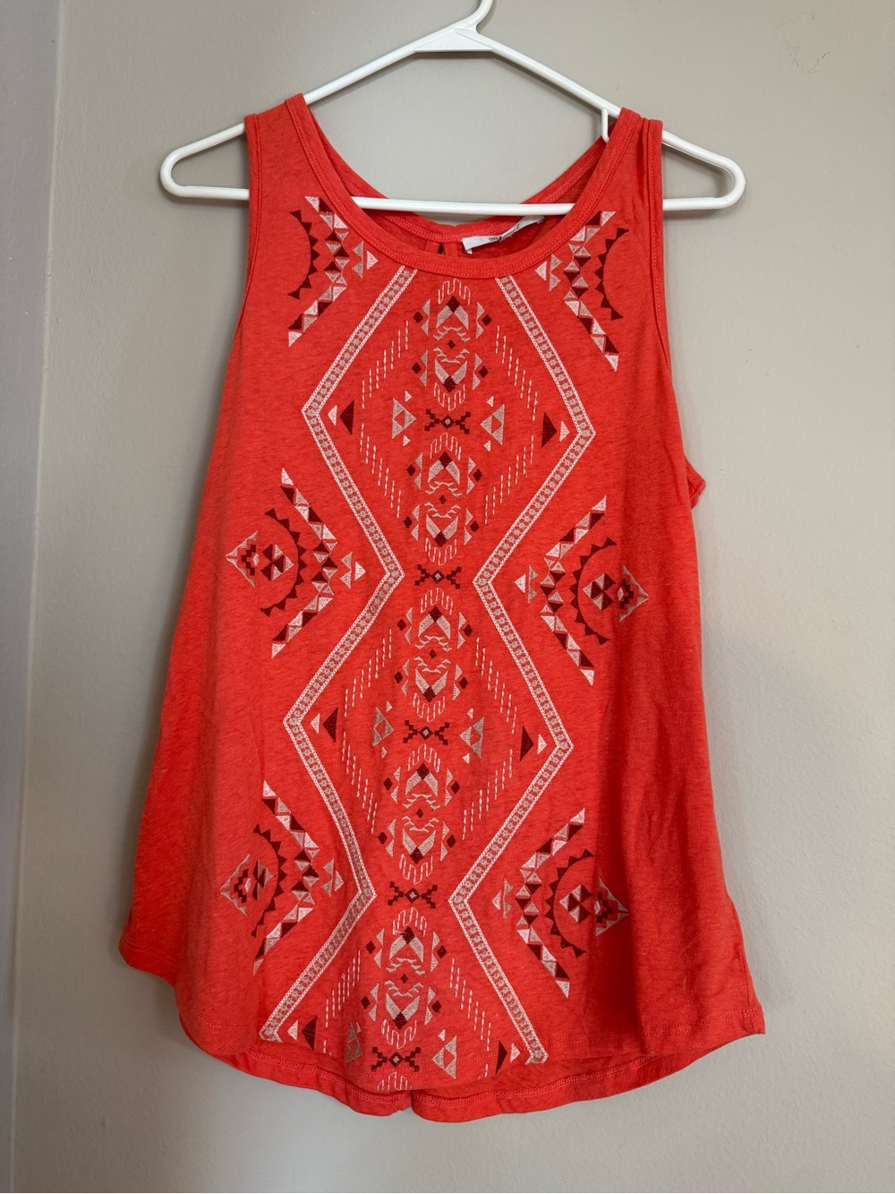 Miss Me Women's Red Sleeveless Aztec Print Tank Top